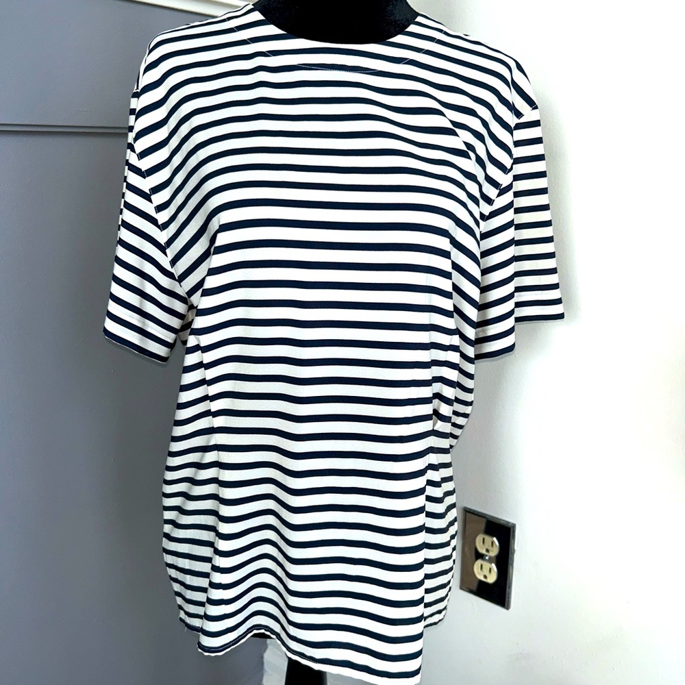 Vintage Rena Rowan for Saville Women's Petite 12 Striped Blouse Top Button Back